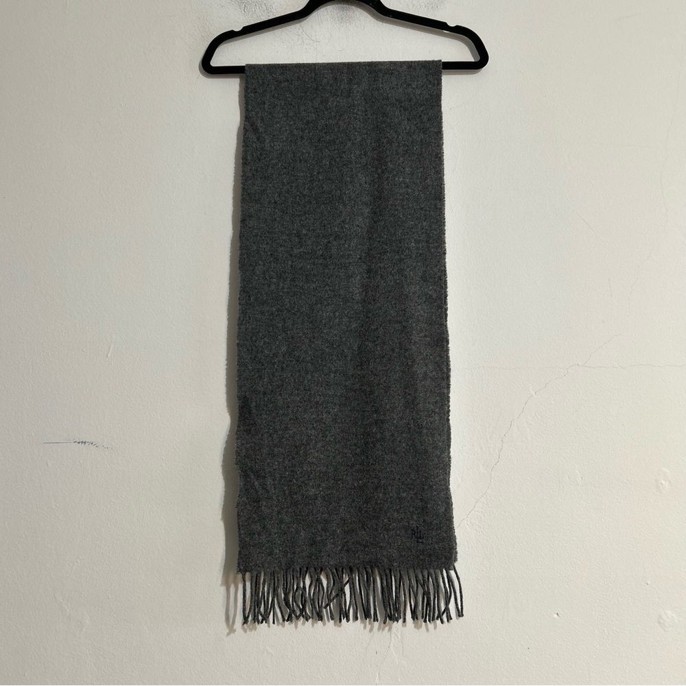 Lauren Ralph Lauren 100% Lambswool Monogram Scarf Quiet Luxury Preppy Classic